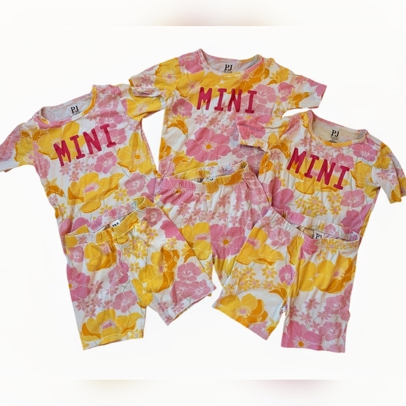 PJ Place By Children's Place Girls Floral Pajama Set Pink and Yellow Size 6-7 - Picture 1 of 7